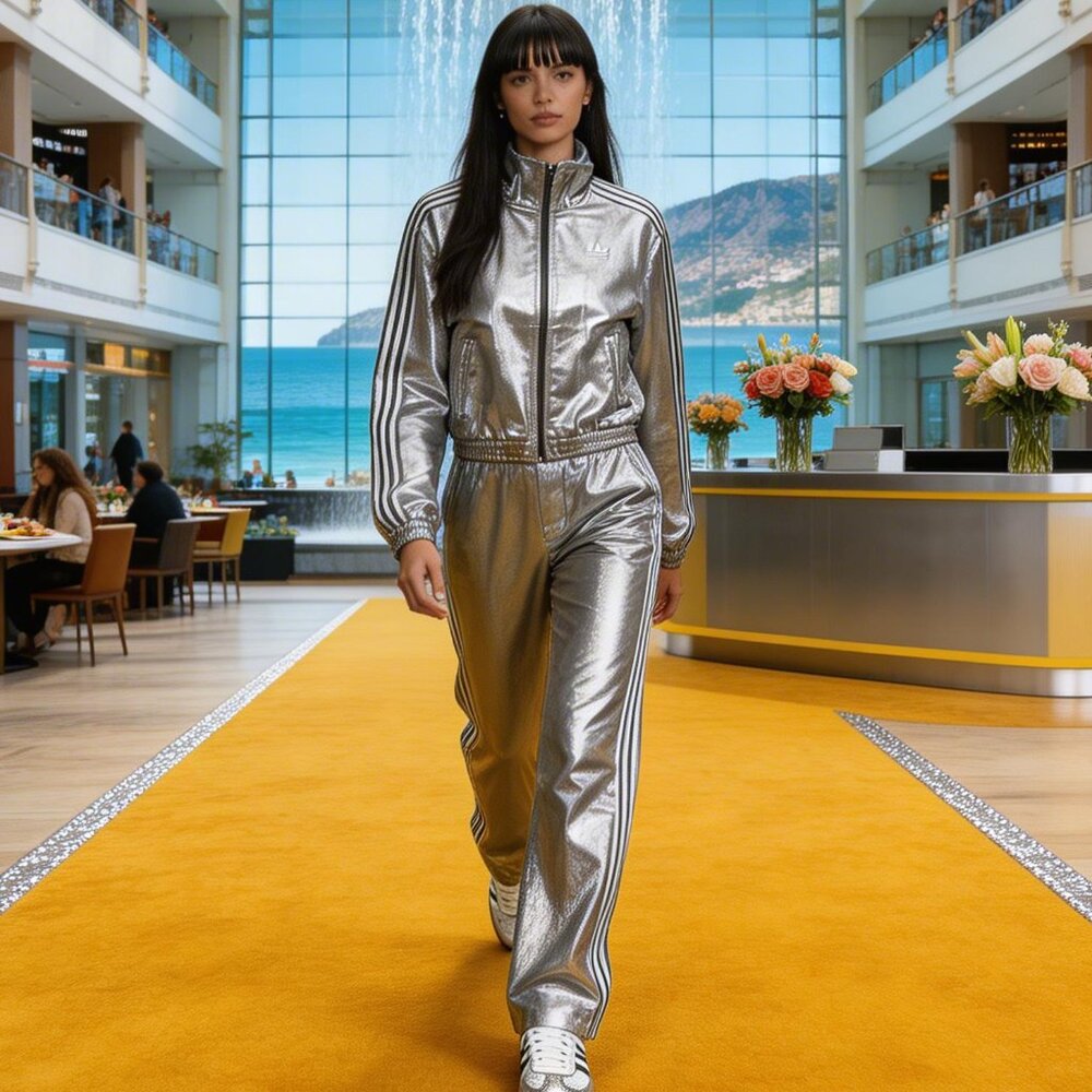 Adidas‎ Women's Silver Metallic Denim Jacket KD2910 XS Pants KD2922 28-30